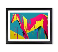Dripping Paint Horse Vol.2 Abstract H1022 BLK Framed Print for Living Room Bedroom Home Office Décor, Wall Art Picture Ready to Hang, Black A4 Frame (34 x 25 cm)