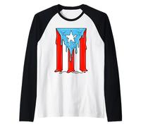 Dripping Puerto Rico Flag Boricua Pride Street Art Raglan Baseball Tee