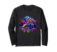 Dripping Race Car Racing Splash Racer Checkered Flag Mens Long Sleeve T-Shirt