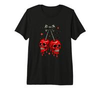 Dripping Skull Cherries with Bats Art Premium T-Shirt