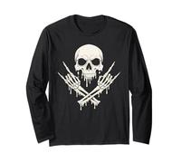 Dripping Skull Crossbones Skeleton Jolly Roger Flag Pirates Long Sleeve T-Shirt