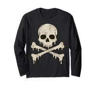 Dripping Skull Crossbones Skeleton Jolly Roger Flag Pirates Long Sleeve T-Shirt
