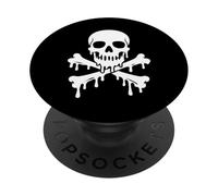 Dripping Skull Crossbones Skeleton Jolly Roger Flag Pirates PopSockets Adhesive PopGrip