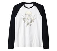 Dripping Skull Crossbones Skeleton Jolly Roger Flag Pirates Raglan Baseball Tee