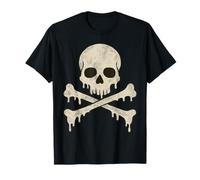 Dripping Skull Crossbones Skeleton Jolly Roger Flag Pirates T-Shirt