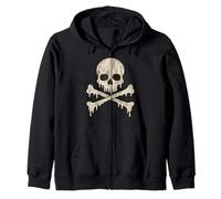 Dripping Skull Crossbones Skeleton Jolly Roger Flag Pirates Zip Hoodie