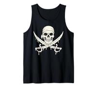 Dripping Skull Swords Skeleton Jolly Roger Flag Pirates Tank Top