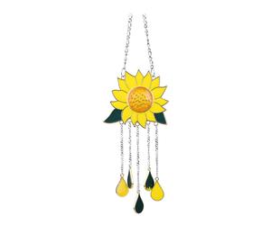 Dripping Sunflower Pendant Wind Chimes, Sunflower Wind Chimes Ornaments, Metal Wind Chimes for Garden, Beautiful Stained Glass Window Hanging Panel De