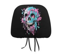 Dripping Trans Pride Skull Transgender Funny Car Headrest Covers Head Rest Protector for Auto Front Seat Universal Interior Accessories 1 PCS