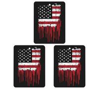 Dripping U.S. Flag 3 PCS Car Air Freshener Hanging Aromatherapy Tablets Automotive Ornament for Auto Room Bathroom Bedside Square
