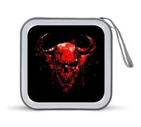 Drippy Evil Skull Metal Death Portable CD Case Holder 48 Capacity Travel DVD Storage Boxs Wallet Bag