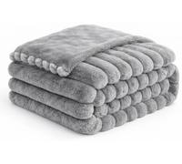 Dripsetter Chunky Ribbed Fleece Blanket Throw | Thermal Warm Cozy Winter Fluffy Blanket Grey Throw Settee, Couch, Travel Camping Blankets | Faux Fur Throws For Sofas Bed Throw Double Size 150x200 Cm