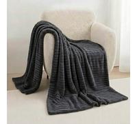 Dripsetter Ribbed Fleece Throw Blanket | Faux Fur Throw Extra Large Blanket Charcoal Throws For Sofa, Decorative Couch Throws Living Room | Warm Fuzzy Winter Blanket Bed Throw King Size, 200x240 Cm