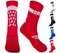 DRIPsox® Football Grip Socks Kids, Junior, Women & Men - 1 Pair (S) Red Grip Socks Football with Anti Slip Tech - Multiple Colours - 5 Sizes (XS:13C-2.5, S:3-5.5, M:6-8.5, L:9-11.5, XL:12+)