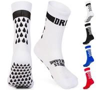 DRIPsox® Football Grip Socks Kids, Junior, Women & Men - 1 Pair (S) White Grip Socks Football with Anti Slip Tech - Multiple Colours - 5 Sizes (XS:13C-2.5, S:3-5.5, M:6-8.5, L:9-11.5, XL:12+)