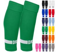 DRIPsox® Football Sock Sleeves Kids, Junior, Women & Men - 1 Pair (L) Green Football Sleeve Socks with Calf Comfort Mesh - Multiple Colours - 3 Sizes (S:13C-3.5, M:4-7.5, L:8+)