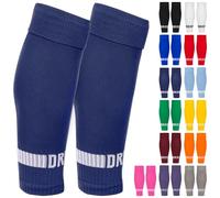 DRIPsox® Football Sock Sleeves Kids, Junior, Women & Men - 1 Pair (L) Navy Football Sleeve Socks with Calf Comfort Mesh - Multiple Colours - 3 Sizes (S:13C-3.5, M:4-7.5, L:8+)