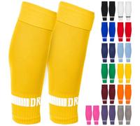 DRIPsox® Football Sock Sleeves Kids, Junior, Women & Men - 1 Pair (M) Yellow Football Sleeve Socks with Calf Comfort Mesh - Multiple Colours - 3 Sizes (S:13C-3.5, M:4-7.5, L:8+)