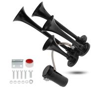 DriSentri Train Horns Kit, 4 Trumpet Air Horn Kit, 12V 185db Super Loud Train Horns for Pickup Trucks, Four Trumpet Air Horn with Compressor for Vehicle Cars Trucks Pickup Trains Lorrys Boats