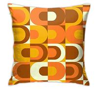 DRISSA 70s Pattern Retro Inustrial in Orange and Brown Tones Pillow Covers Decorative Throw Pillowcase 18x18 Inch Square Couch Cushion Cover for Home Decor Sofa Living Room Bed Car Sofa