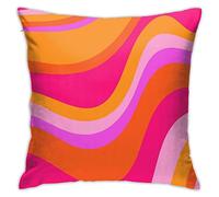 Drissa Retro 70s Pink and Orange Swirls Waves Abstract Pattern Pillow Covers Decorative Throw Pillowcase 18x18 Inch Square Couch Cushion Cover for Home Decor Sofa Living Room Bed Car Sofa