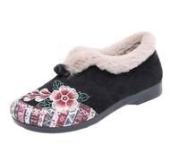 Dritnow Boots, Women’s Warm Floral Winter Ankle Boots, Cozy, Lightweight & Non-Slip Everyday Shoes (Black, M, Adult, Women, 7, Numeric, UK Footwear Size System, Medium)