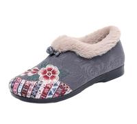 Dritnow Boots, Women’s Warm Floral Winter Ankle Boots, Cozy, Lightweight & Non-Slip Everyday Shoes (Grey, M, Adult, Women, 4, Numeric, UK Footwear Size System, Medium)