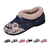 Dritnow Boots, Women’s Warm Floral Winter Ankle Boots, Cozy Slip-Ont Non-Slip Everyday Shoes (Navy Blue, Medium, Adult, Women, 5.5, Numeric, UK Footwear Size System, Medium)