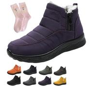 Dritnow Shoes for Women, Dritnow Women's Insulated Snow Boots - Waterproof and Non-Slip, Fur Lined Slip On Winter Ankle Boots, Comfortable Warm Winter Shoes for Mature Women(Purple,9 UK)