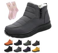 Dritnow Shoes for Women, Dritnow Women's Insulated Snow Boots - Waterproof and Non-Slip, Fur Lined Slip On Winter Ankle Boots, Comfortable Warm Winter Shoes for Mature Women(grey,7 UK)