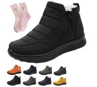 Dritnow Shoes for Women, Dritnow Women's Insulated Snow Boots - Waterproof and Non-Slip, Fur Lined Slip On Winter Ankle Boots, Comfortable Warm Winter Shoes for Mature Women(Black,10 UK)