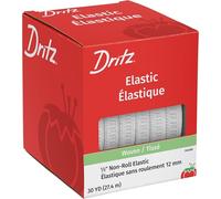 Dritz Ribbed Non-Roll Elastic 1/2 x 30yd, White, Synthetic Rubber, Pack Of 1