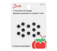 Dritz 80-30-1 Sew-On Snaps, Black, Size 3/0 12-Count