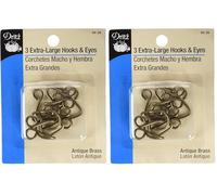 Dritz, Antique Brass, 3 Count, Extra-Large Hook & Eye Closures (Pack of 2)