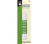 Dritz Braided Elastic, Polyester, White, 1/2-Inch by 1-1/2-Yard