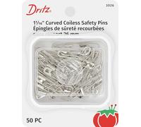 Dritz Coil-Less Curved Safety Pins, Size 1, 50-Pack, Acrylic, Multicolour, 12.7x7.79x1.39 cm