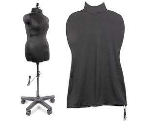 Dritz Dress Form Cover, Small, Black, 100% Polyester 4-Way Stretch Fabric, Protects and Fits Adjustable Dress Forms and Sewing Mannequins, Smooth Surface for Draping and Tailoring
