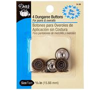 Dritz Dungaree Buttons, Antique Brass, 5/8-Inch