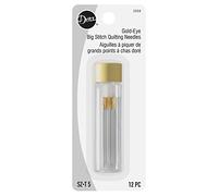 Dritz Gold-Eye Big Stitch Quilting Needles, Size 5, 12 Count | Gold-eye Needles with Long Eye for Easy Threading and Bold Quilting Stitches with a Glass Storage Tube