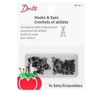 Dritz Hook & Eye Closures, 14 Count, Size 0, Black