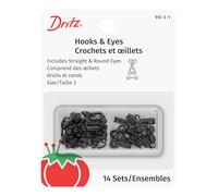 Dritz Hooks & Eyes, Alloy Steel, Black, Size 3