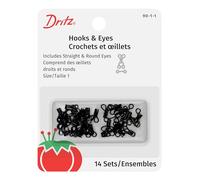 Dritz Hooks & Eyes, Steel, Black, Size 1