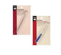 Dritz Knit Picker Deluxe - Metallic Sewing Tool for Repairing Stitches and Threads in Knitted and Knitted Fabrics, Curtains, Upholstery and More - 2 Count - Blunt - Made in USA