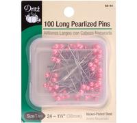 Dritz Long Pearlized Pins-Pink Size 24 100/Pkg, 1-1/2-Inch