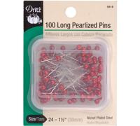 Dritz Long Pearlized Pins-Red Size 24 100/Pkg, 1-1/2-Inch