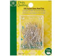 Dritz Quilting Crystal Glass Head Pins-Size 22 100/Pkg, Blue and Yellow, 1-3/8-inch