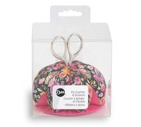 Dritz Scissors, Black/Pink Floral Pin Cushion