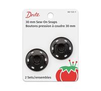 Dritz Sew-On Snaps 30mm 2/Pkg-Black, 30 mm
