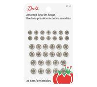 Dritz Sew-On Snaps, Nickel-Plated Brass, Size 1/0, 2/0 & 4/0