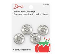 Dritz Sew-On Snaps, Nickel-Plated Brass, Size 10